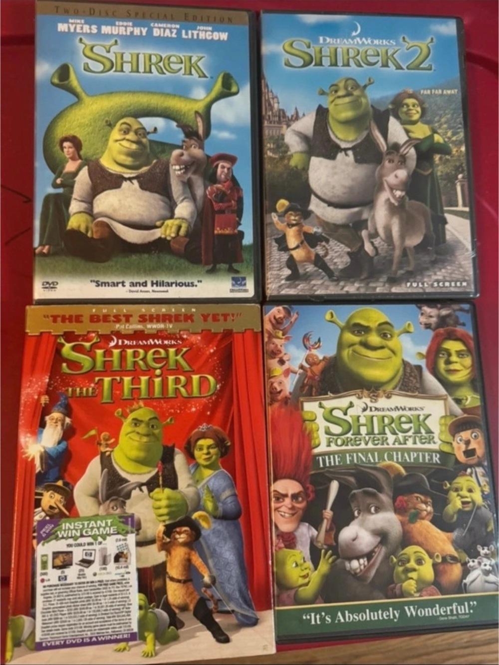 DreamWorks Shrek 4-Movie DVD Collection Lot